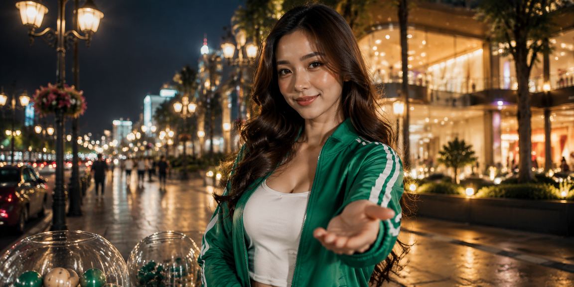 Seorang perempuan memeriksa hasil undian lotre online lapak89 dari ponsel